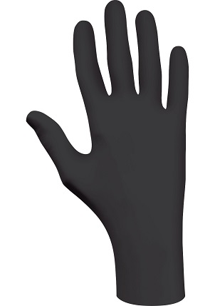 GLOVE NITRILE DISPOSABLE;BLACK 4 MIL 50 GLV BX - Latex, Supported